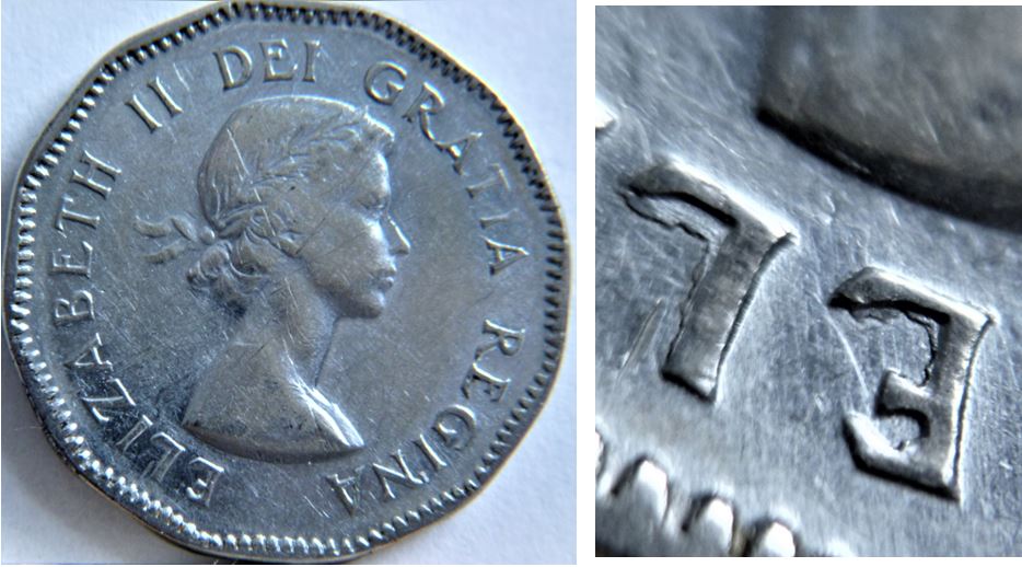 5 Cents 1953-Dépôt de métal dans le EL de ELizabeth-2.JPG