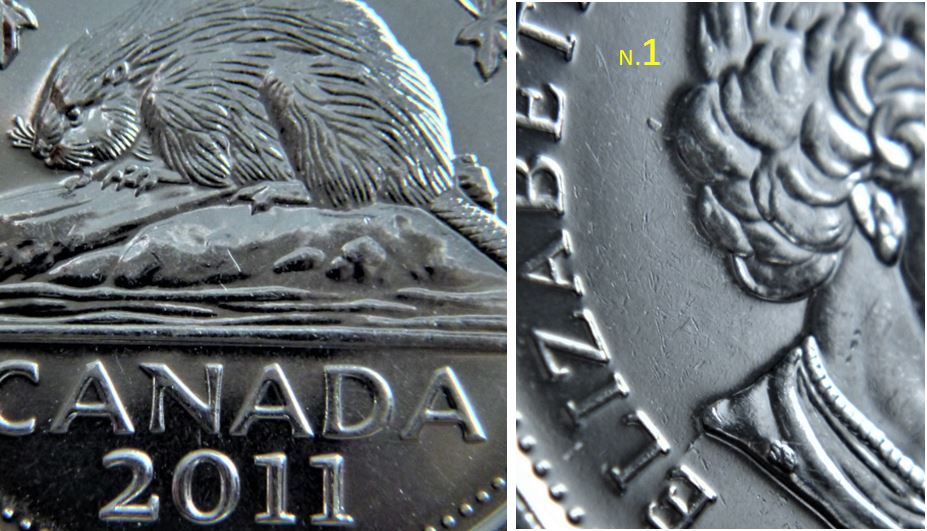 5 Cents 2011-Coin fendillé+Éclat coin coté avers-1.JPG