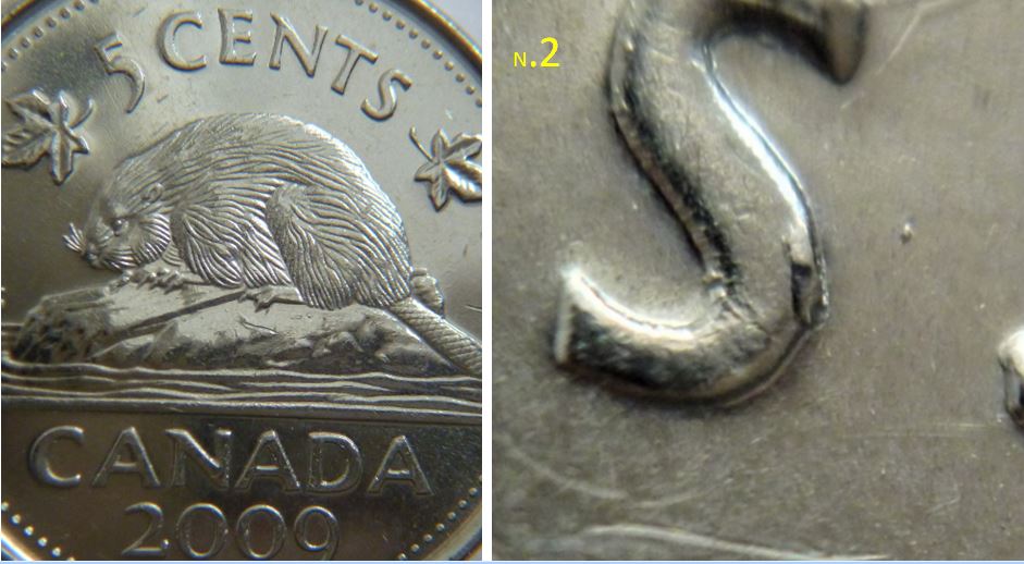 5 Cents 2009-Éclat coin sur le S de centS.2.JPG