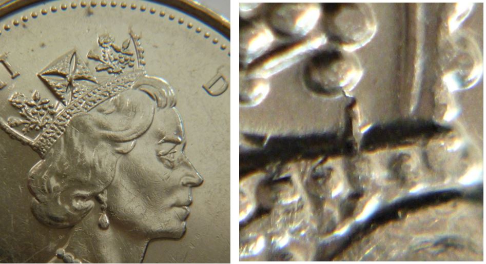 5 Cents 2001-Éclat coin sous les fruits de la couronne-2.JPG