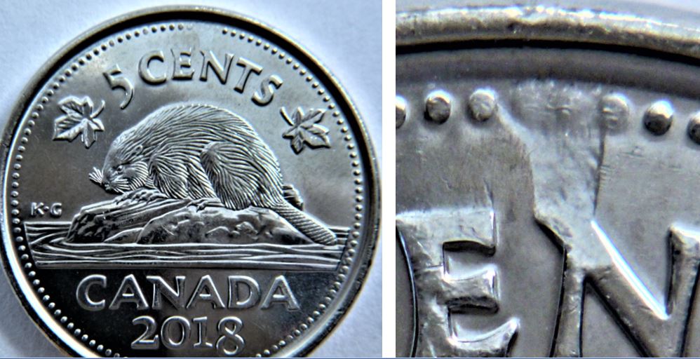 5 Cents 2018-Frappe a travers sur N de ceNts.JPG