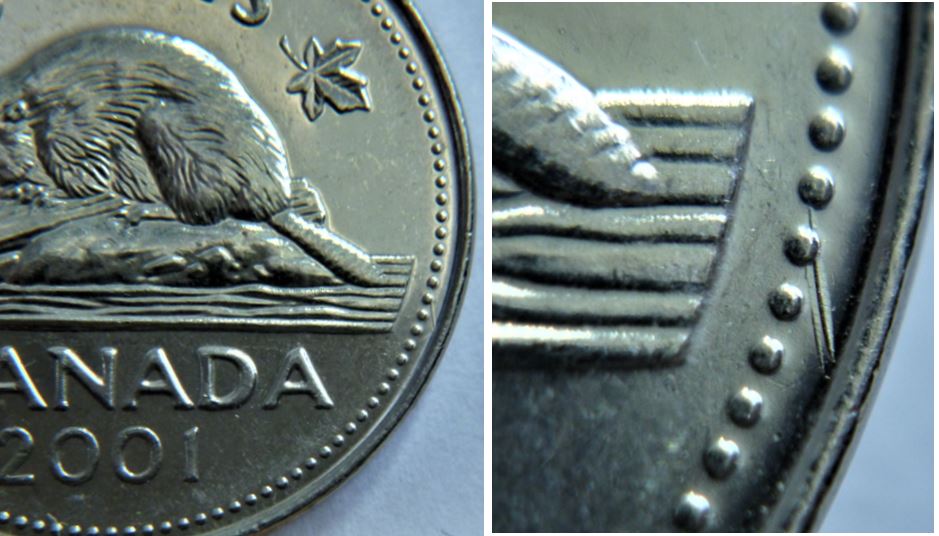 5 Cents 2001-Dommage du coin derrière les vagues-1.JPG