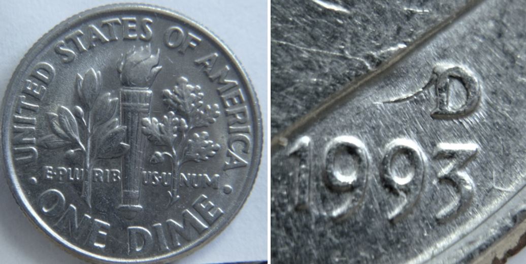 10 Cents USA 1993D-Le D de la date a une queue de cheval-2.JPG