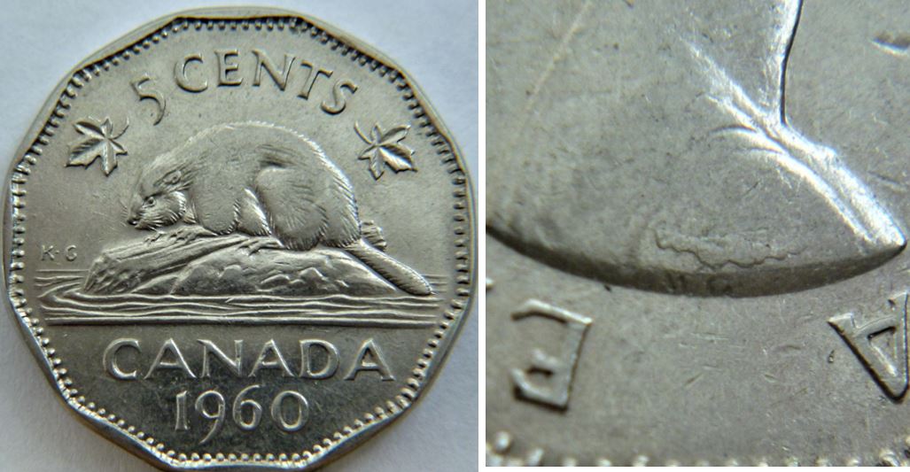 5 Cents 1960-Éclat coin au dessus de la siganture avers+Frappe faible revers-1.JPG