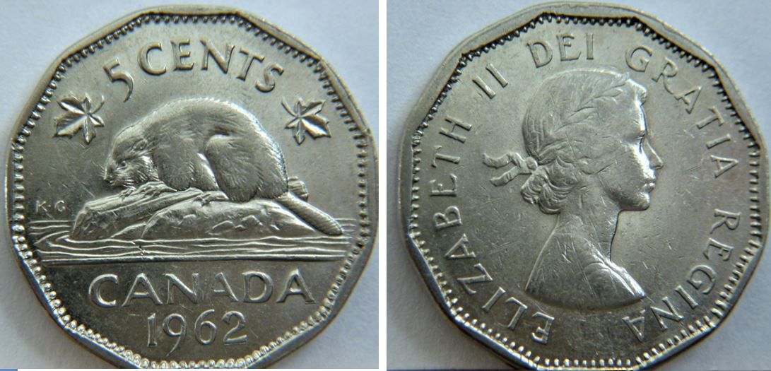 5 Cents 1962-De la vase sur les patte avent du castor-Double revers-1.JPG