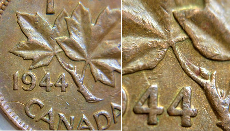 1 Cent 1944-Coin entrechoque revers- Hanging 4-1.JPG