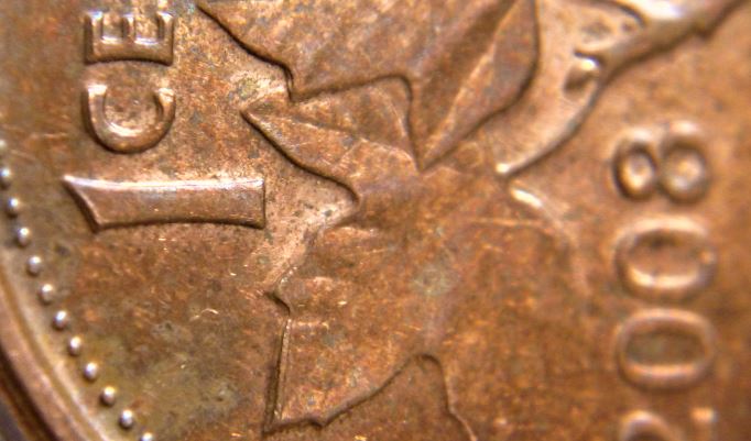 1 Cent 2008-Doublage d'éjection sur 1CE et la feuille gauche-3.JPG