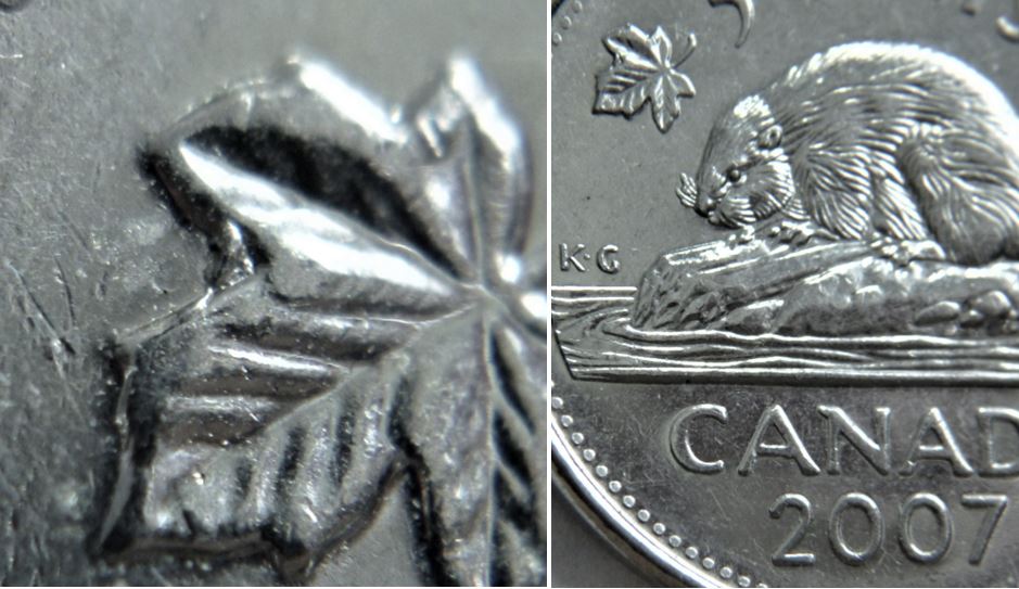 5 Cents 2007-Éclat coin feuille gauche-1.JPG