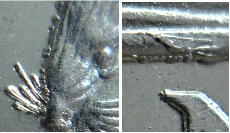 5 Cents 2009-Coin entrechoqué bouche du castor+accumulation au revers-3.JPG