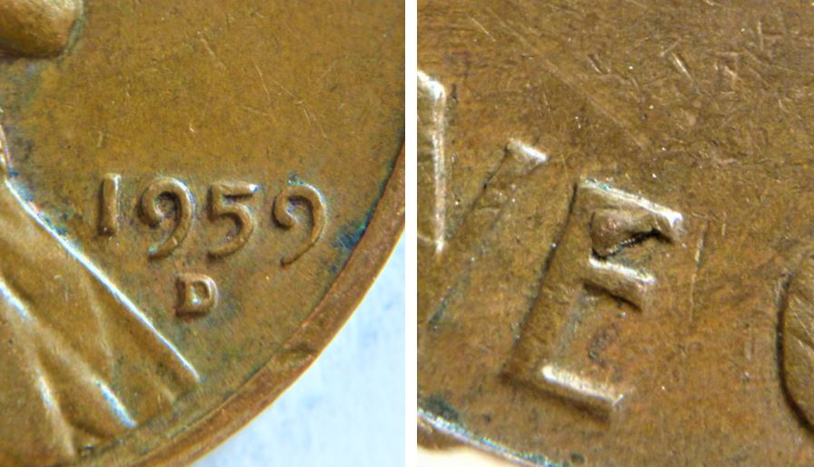 1 Cent USA 1959d-Éclat coin dans le E de one.JPG