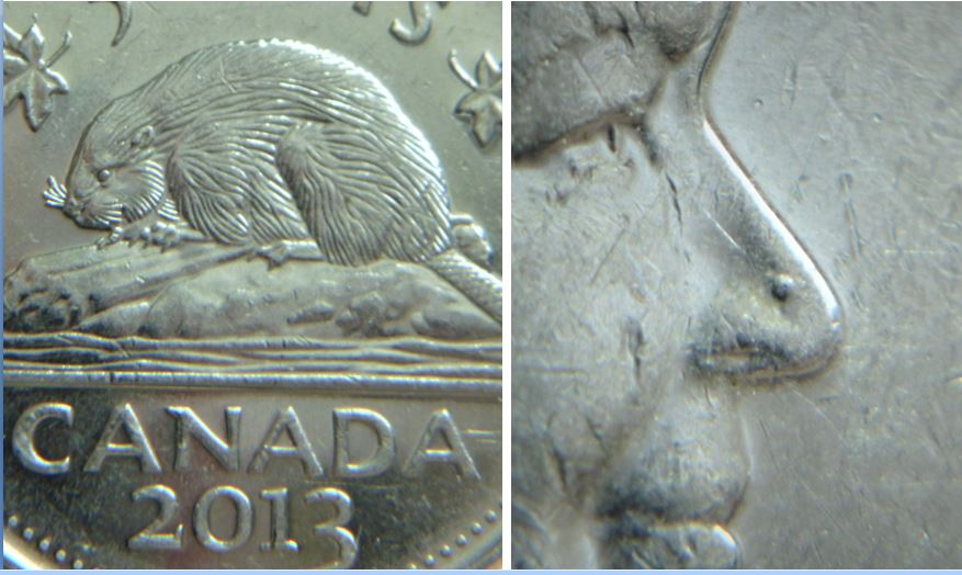 5 Cents 2013-Point sur nez de effigie.JPG