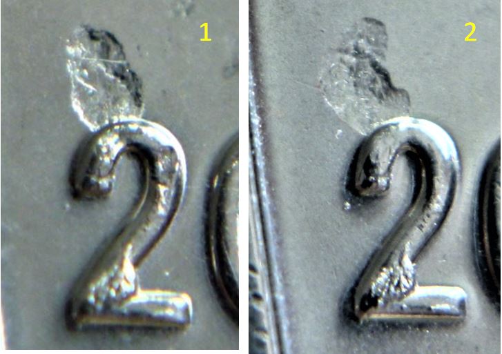 10 Cents 2020-Frappe a traves+Éclat coin sur le premier 2,3.JPG