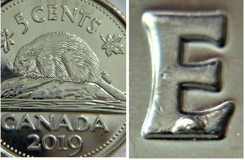 5 Cents 2019-Éclat coin sur le E  de cEnts-2.JPG