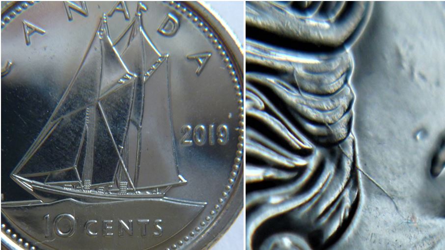 10 Cents 2019-Dommage du coin dans les cheveux de effigie-1.JPG