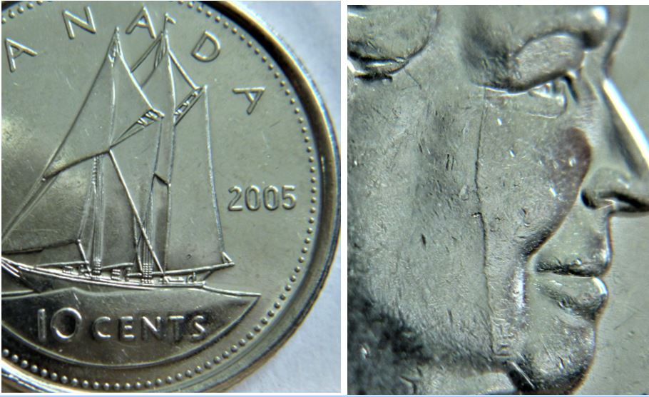 10 Cents 2005-Coin fendillé sur le visage de l'effigie-1.JPG