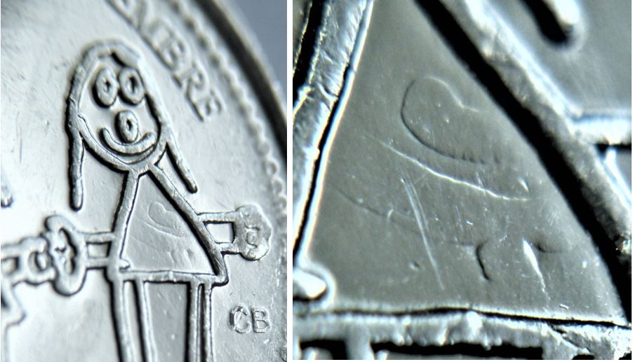 25 Cents 1999-Dommage du coin par le poinçon dans la robe.JPG