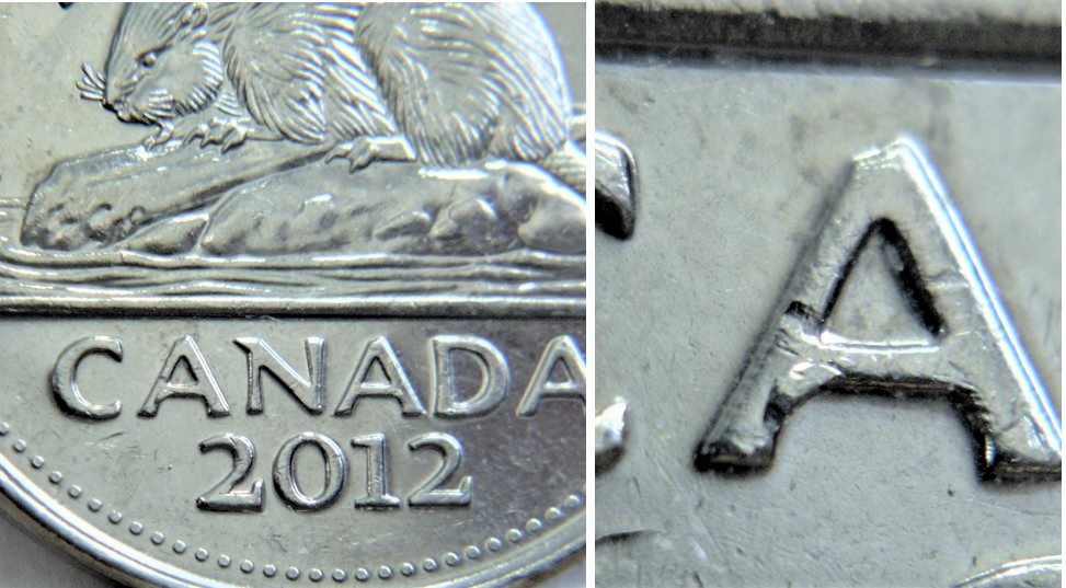 5 Cents 2012-Éclat du coin sous le premier A de cAnada-.JPG