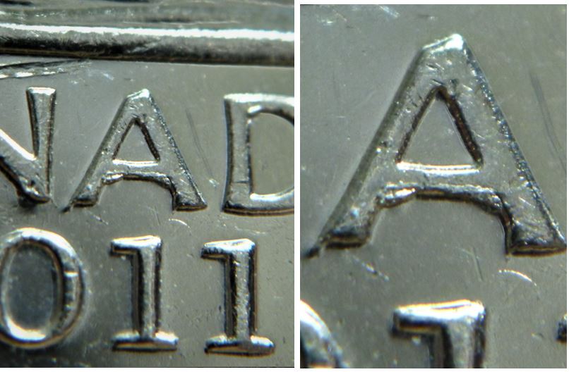5 Cents 2011-Accumulation sous le deuxième A de cAnada-1.JPG