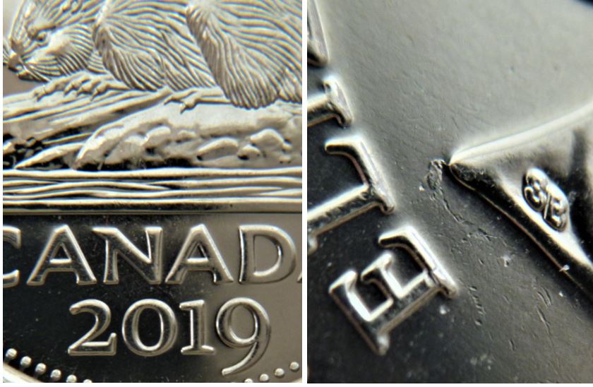 5 Cents 2019-Éclat du coin attaché au bus de effigie-1.JPG