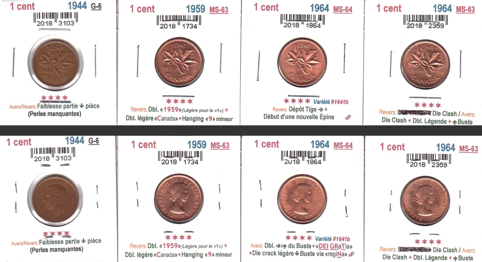 À Vendre - Lot 4 x 1c Erreurs 1944-1964 (2021-11) - Cartons.jpg
