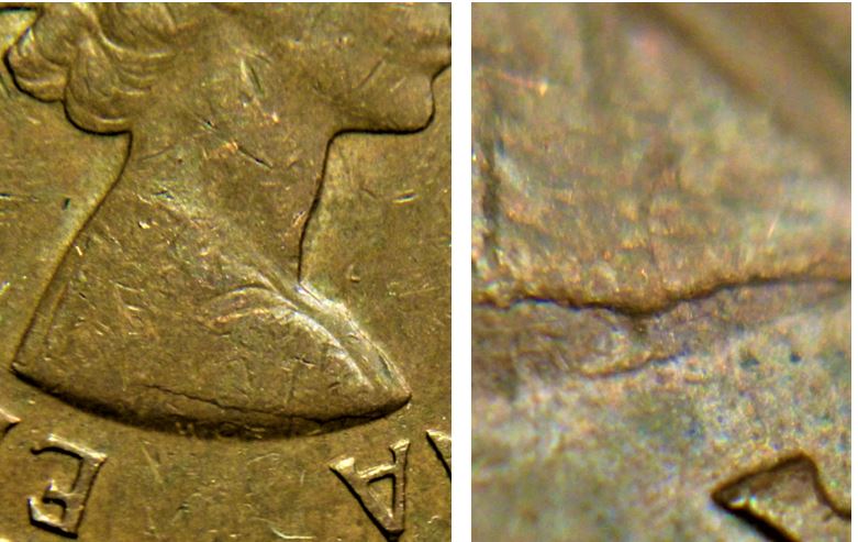 1 Cent 1959-Défaut flan coté avers au dessus de la signature-2.JPG