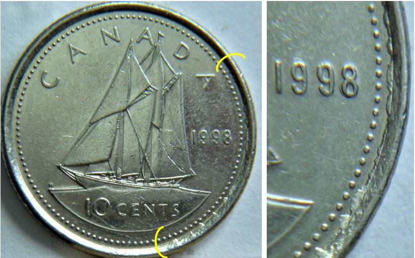 10 Cents 1998-Accumulation a l'intérieur du listel-1.JPG