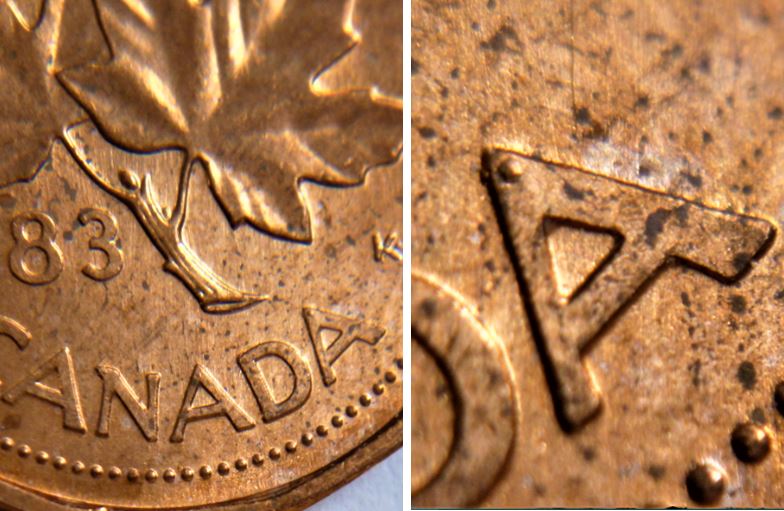1 Cent 1983-Petite perle à la tête du A de canadA-Éclat coin.JPG