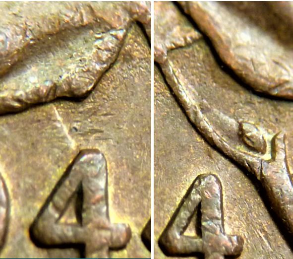 1 Cent 1944-Coin entrechoqué sous les feuille-2.JPG