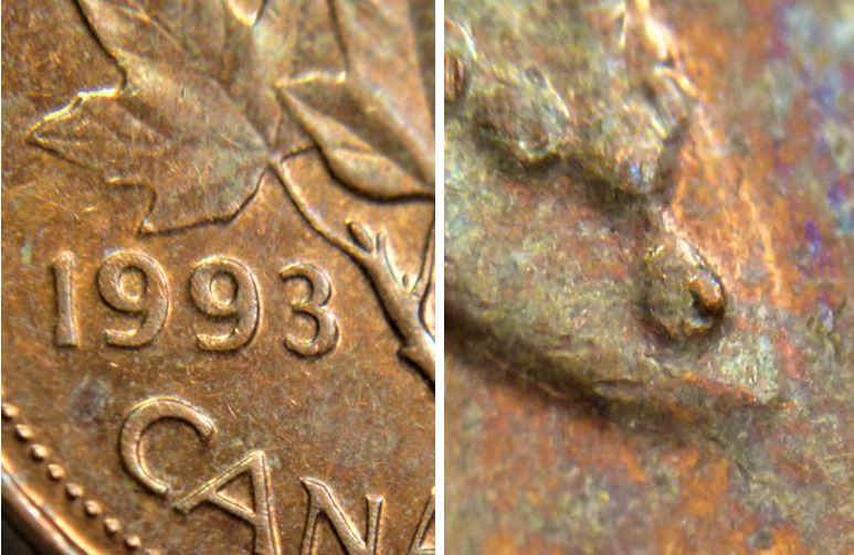 1 Cent 1993-Éclat coin sur le bijou de famille-1.JPG