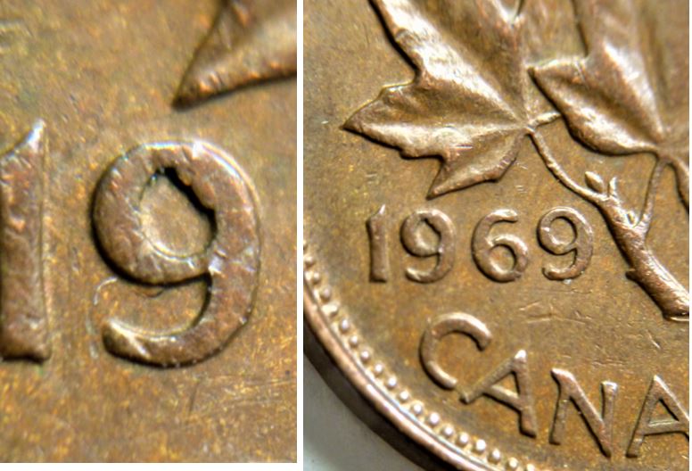 1 Cent 1969-Éclat coin dans le premier 9.1.JPG