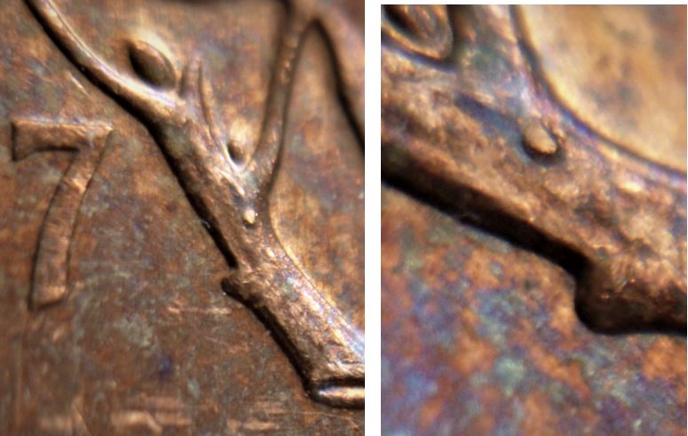 1 Cent 1987-Bourgeon extra-Éclat coin sur la branche-2.JPG