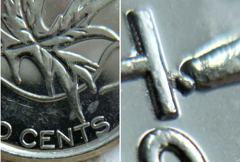 10 Cents 2017-La feuille et le T de cenTs attaché avec un éclat du coin-1.JPG