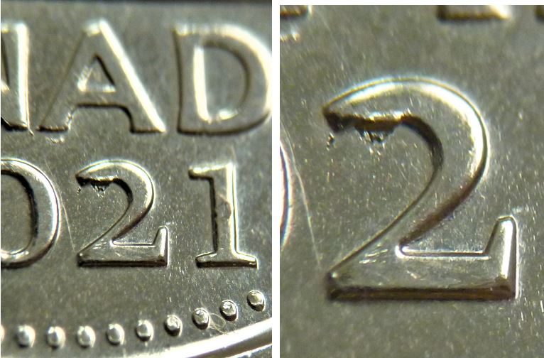 5 Cents 2021-Éclat du coin sur le deuxième 2-1.JPG