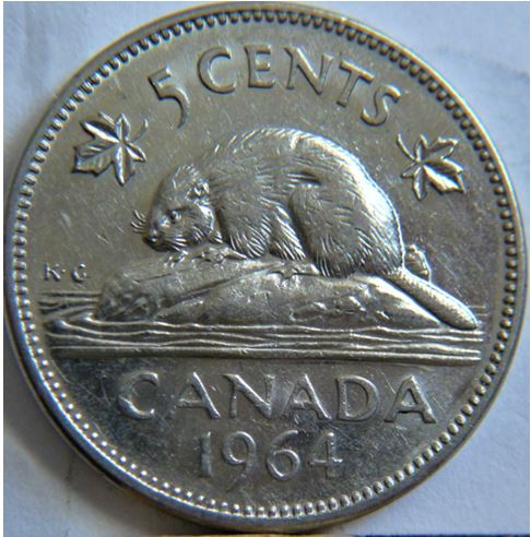 5 Cents 1964-Dommage du coin devant le front de effigie-1.JPG