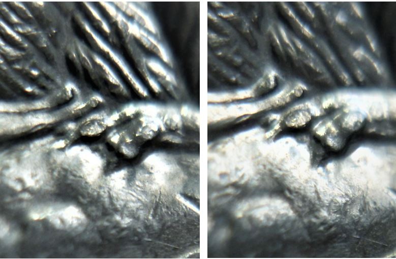 5 Cents 1994-Griffe additionnel-Éclat du coin patte arrière-2.JPG