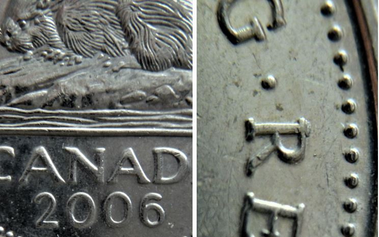 5 Cents 2006-Éclat du coin sur R de Regina-1.JPG