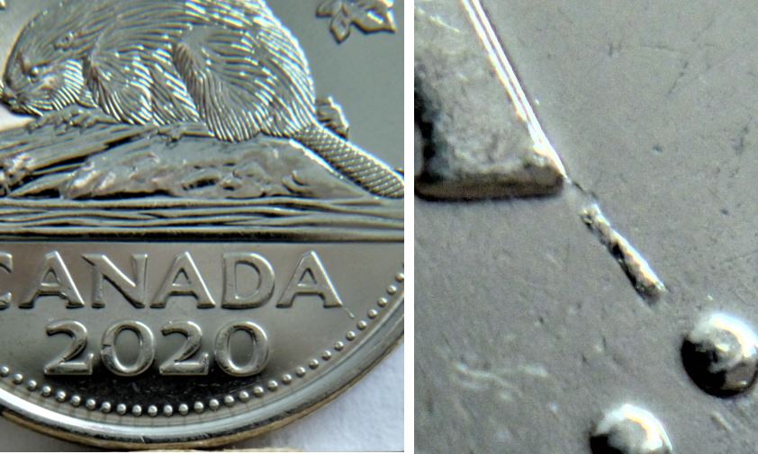 5 Cents 2020-Éclat coin dans premier A et un autre entre le dernier A et les perles-1.JPG