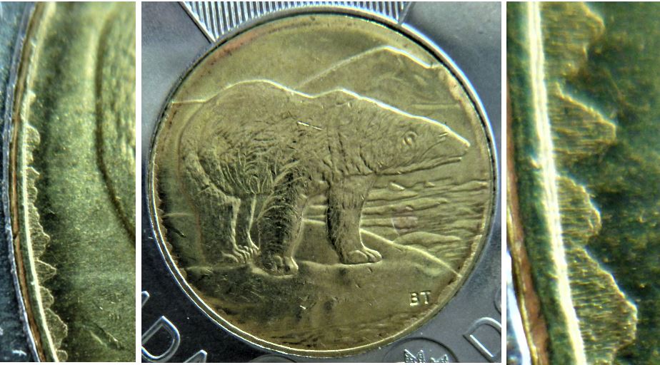 2 Dollar 2021-Coin fendillé au menton de effigie+Dépôt de métal 3h a 9h au revers-3.JPG