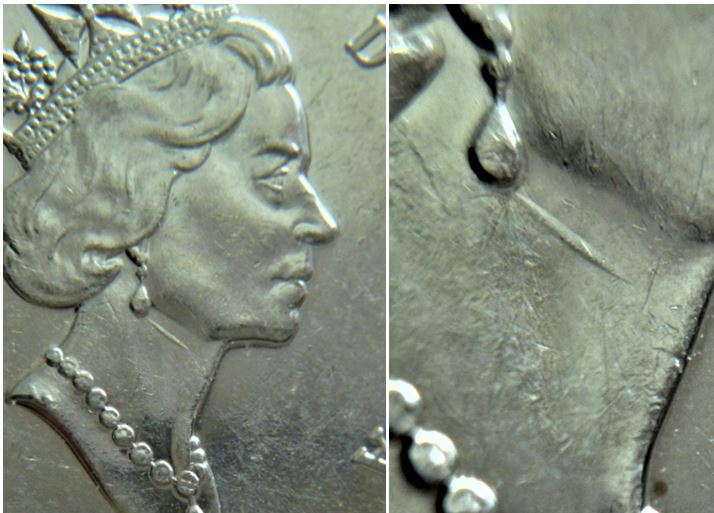 5 Cents 2001-Dommage du coin dans le cou de l'effigie-3.JPG