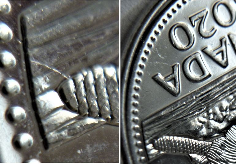 5 Cents 2020-Coin fendillé  sous la queue du castor-1.JPG