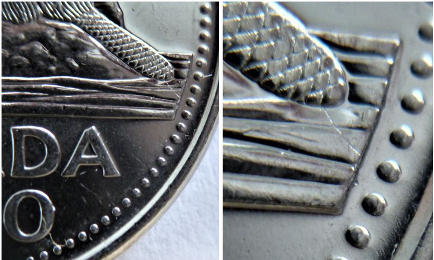 5 Cents 2020-Coin fendillé  sous la queue du castor-2.JPG