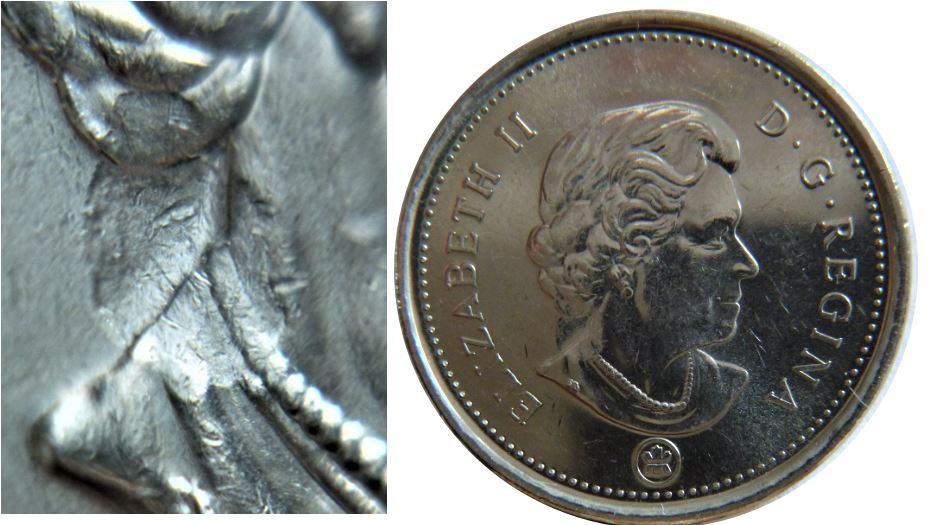 5 Cents 2009-Coin obturé à la nuque de effigie-1.JPG