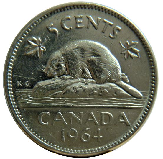 5 Cents 1964-Éclat coin sous le coude du castor-4.JPG