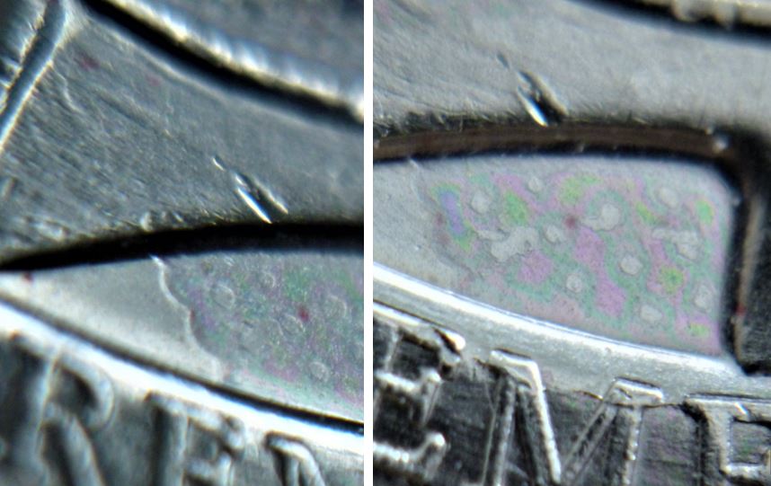 25 cents 2004p Coquelicot -Coin fendillé sur ME de reMEmber+ Dommage par poinçon-4.JPG