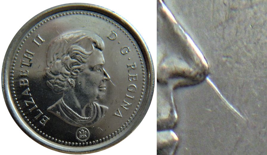 10 Cents 2007-Coin Entrechoqué avers nez de effigie-2.JPG