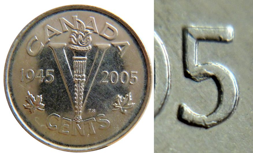 5 Cents 2005V-Éclat coin sur 5 de 2005-,1.JPG