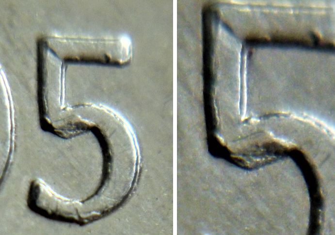 5 Cents 2005V-Éclat coin sur 5 de 2005-,2.JPG