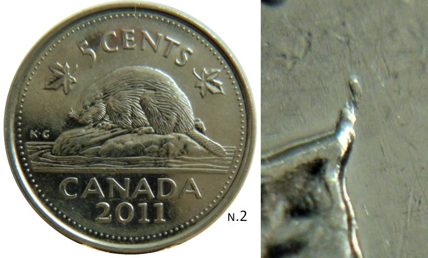 5 Cents 2011-Éclat coin au bout de la feuille droite-2.JPG