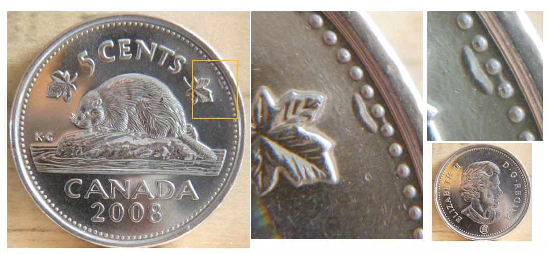 5 Cents 2008 - Éclat coin près des perles.JPG