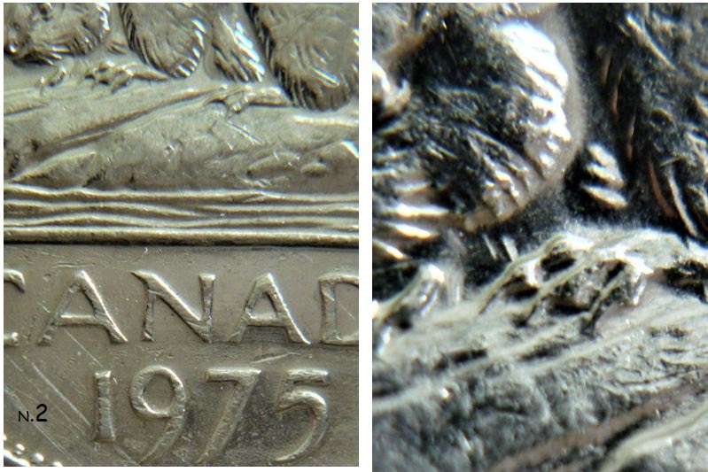 5 Cents 1975-Dommage du coin sous la gorge du castor-1.JPG